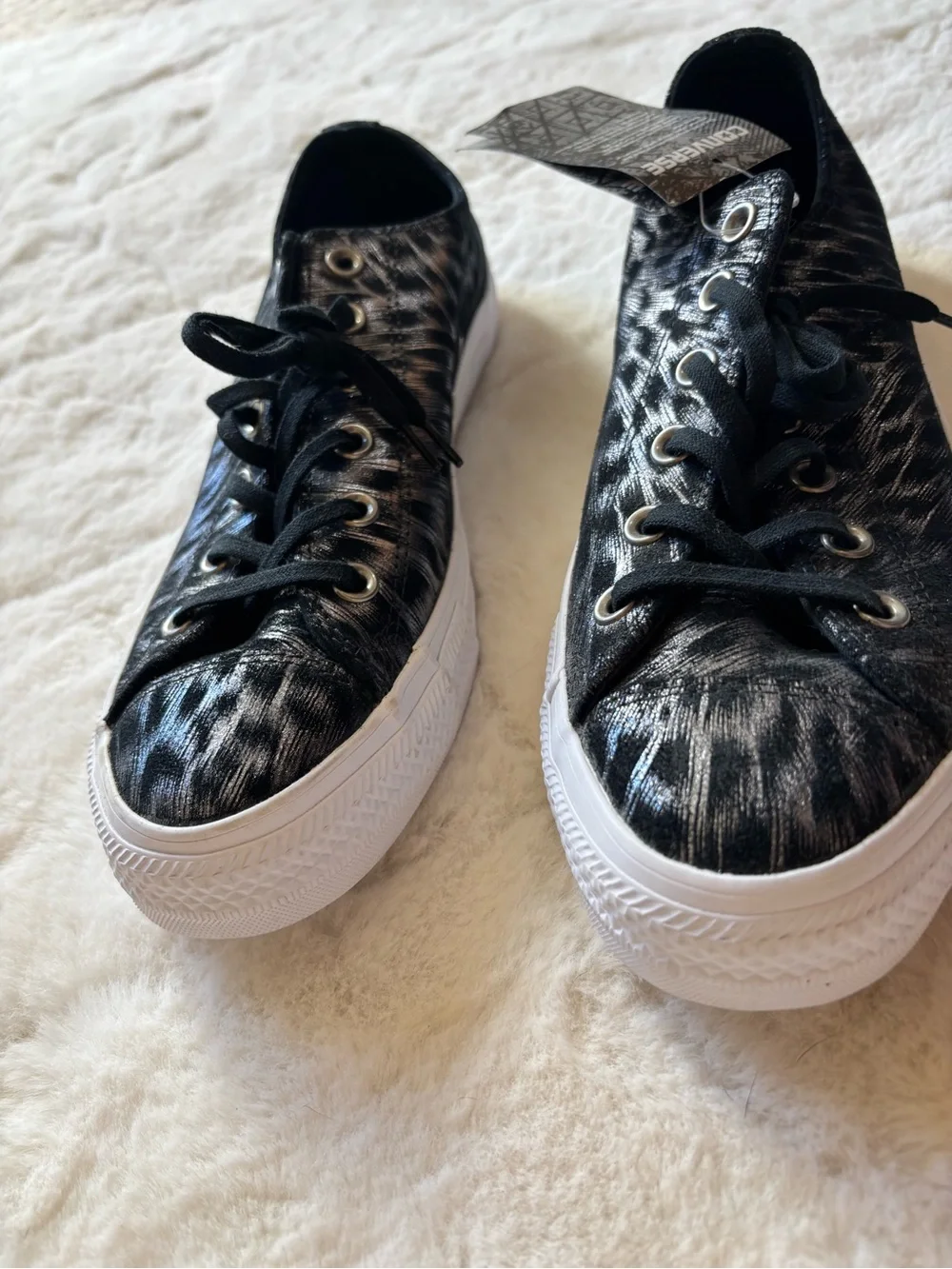 Converse Black and White Brushstroke Low-Top Sneakers